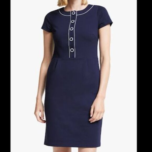 Boden Size 2 Gracie Ponte Sheath Dress-Lined-Pockets-Knee Length-Nautical - Picture 1 of 10